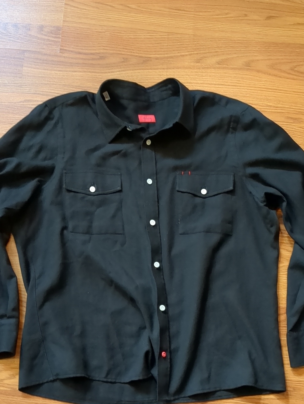 ISAIA Napoli Luxury Black Cotton Cashmere Button Down Shirt LS 17 43 XL - Picture 7 of 7